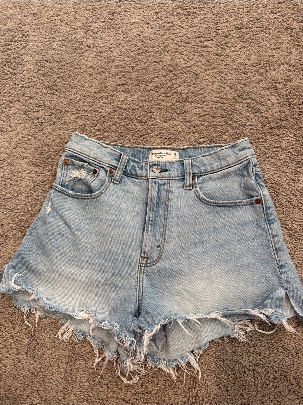 Abercrombie & Fitch Light Blue Distressed Denim Shorts